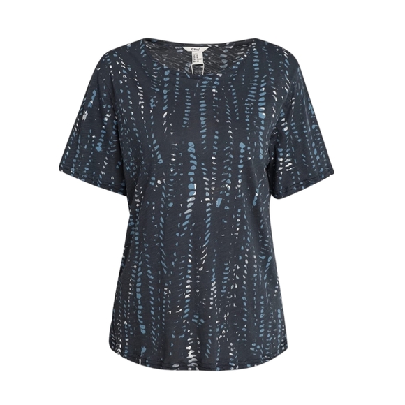 Tops - 💙 Women's Round Neck Short Sleeves Slub Uneven Jersey Ocean Dream Print